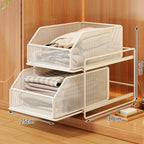 Two-Tier Sliding Wire Mesh Closet Drawer Organiser, 39 x 23 x 32 cm