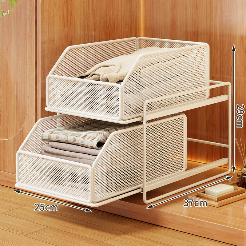 Two-Tier Sliding Wire Mesh Closet Drawer Organiser, 39 x 23 x 32 cm