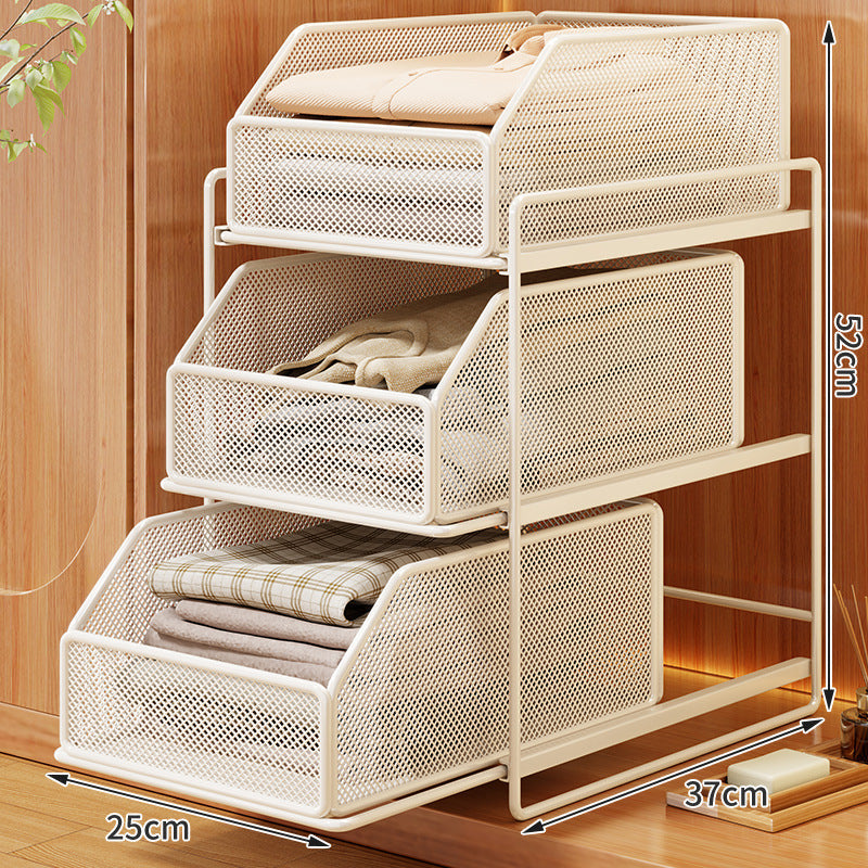 Two-Tier Sliding Wire Mesh Closet Drawer Organiser, 39 x 23 x 32 cm