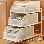 Two-Tier Sliding Wire Mesh Closet Drawer Organiser, 39 x 23 x 32 cm