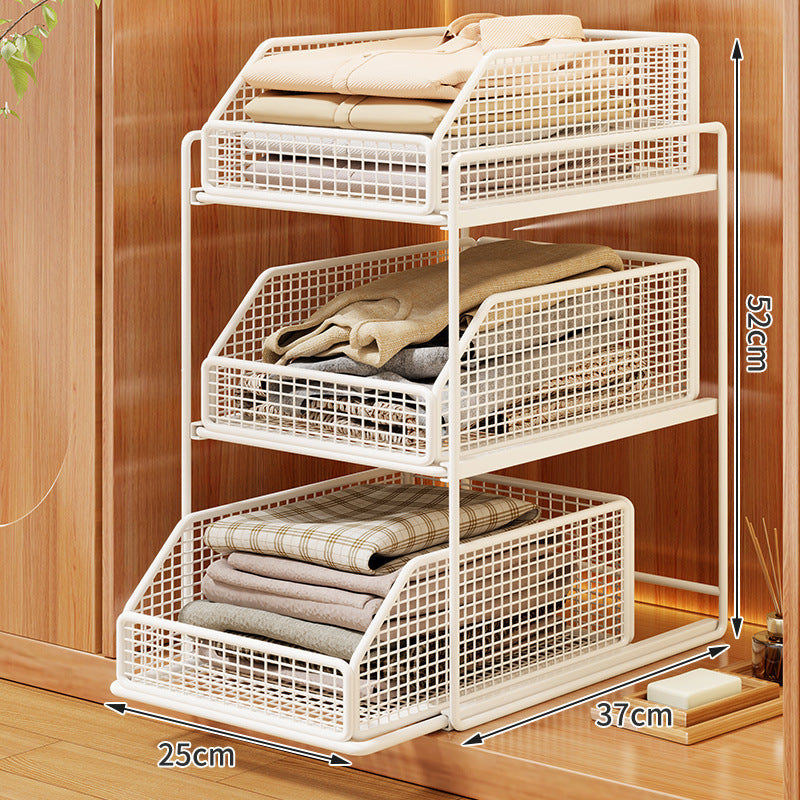 Two-Tier Sliding Wire Mesh Closet Drawer Organiser, 39 x 23 x 32 cm