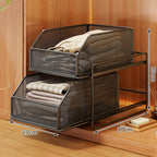 Two-Tier Sliding Wire Mesh Closet Drawer Organiser, 39 x 23 x 32 cm