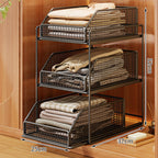 Two-Tier Sliding Wire Mesh Closet Drawer Organiser, 39 x 23 x 32 cm