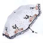 Women's Sun Umbrella with Butterfly and Floral Design - UV Protection, Lace Tip, view 5
