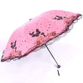 Women's Sun Umbrella with Butterfly and Floral Design - UV Protection, Lace Tip, view 8