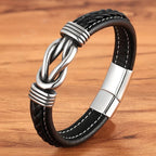 Unisex Eternal Love Knot Leather Bracelet - Adjustable, Black, view 9