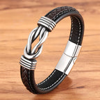 Unisex Eternal Love Knot Leather Bracelet - Adjustable, Black, view 10