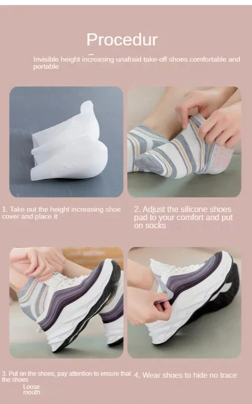 Unisex Height-Increase Insoles, Soft Shoe Heightening Pads, 1 Pair