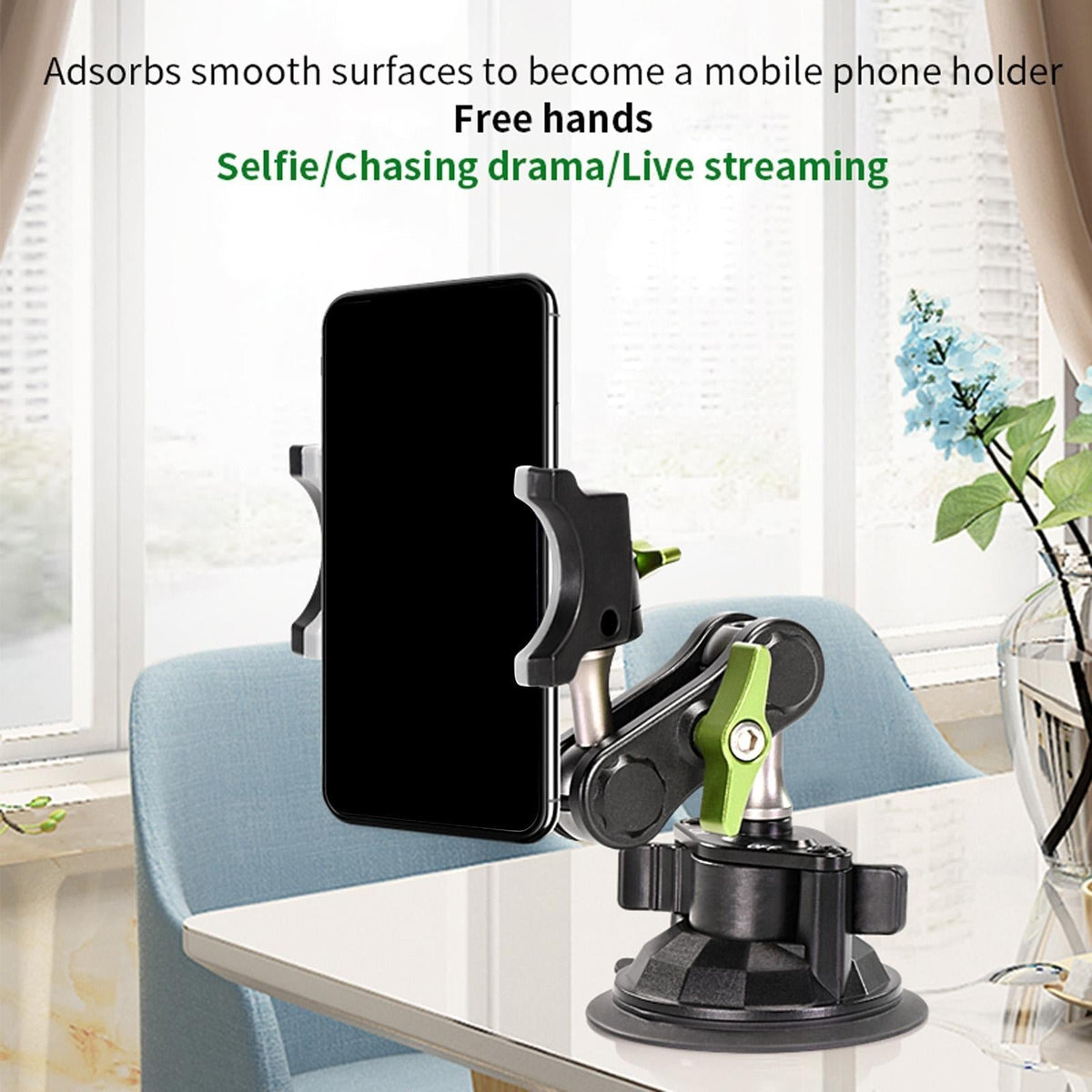 Universal Car Phone Holder with 960° Rotation and Hidden Rearview Mirror Mount