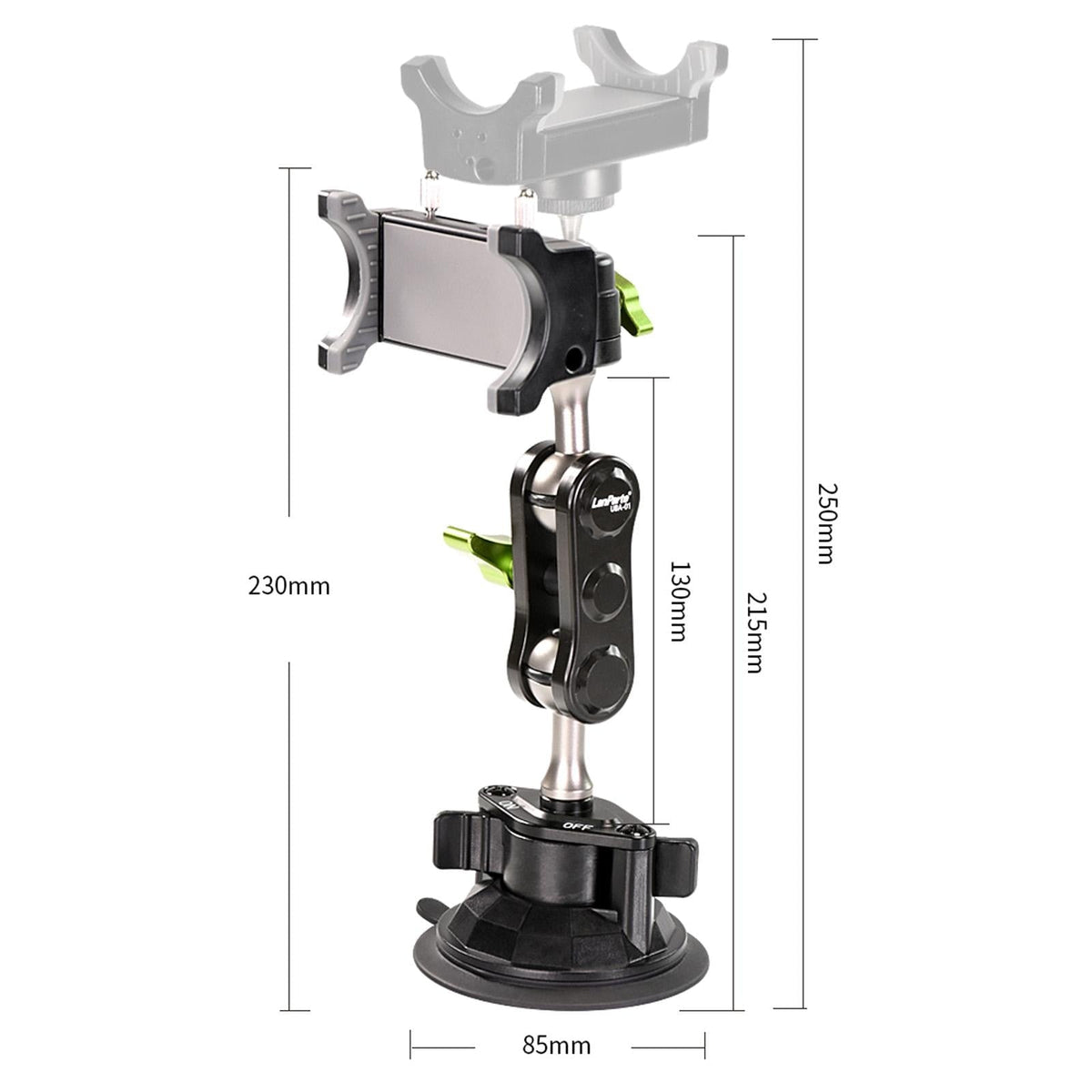 Universal Car Phone Holder with 960° Rotation and Hidden Rearview Mirror Mount