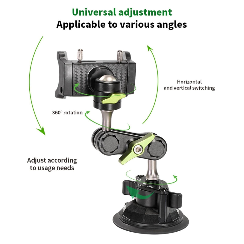 Universal Car Phone Holder with 960° Rotation and Hidden Rearview Mirror Mount
