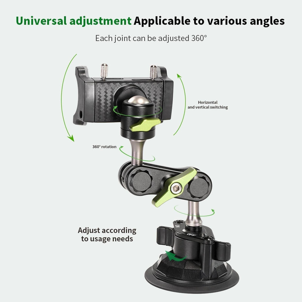 Universal Car Phone Holder with 960° Rotation and Hidden Rearview Mirror Mount