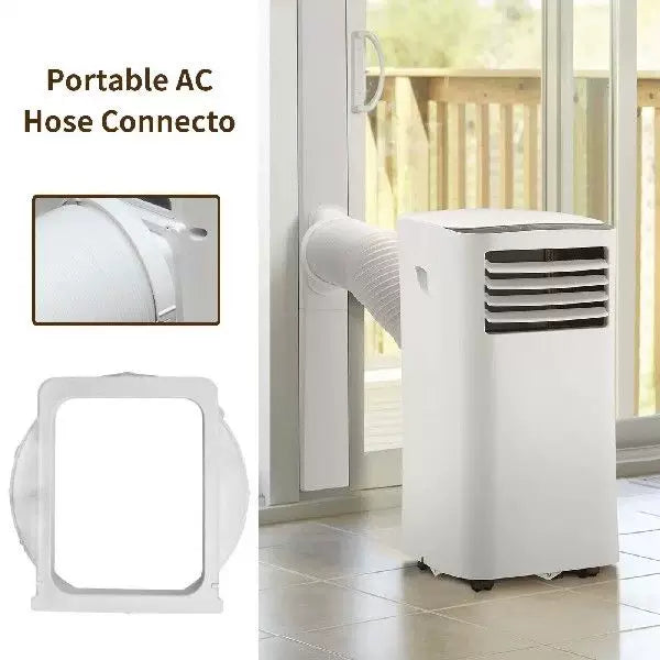 Universal-Size Window Vent Adapter Panel with Circular Exhaust Collar