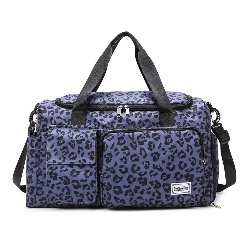 Urban-Style Leopard Print Duffle Bag with Adjustable Strap