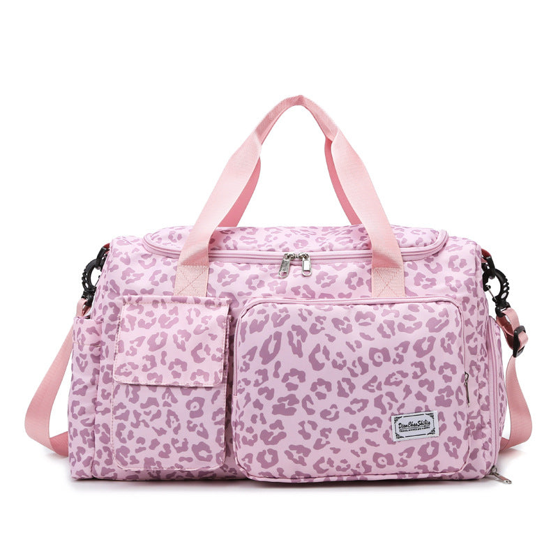 Urban-Style Leopard Print Duffle Bag with Adjustable Strap