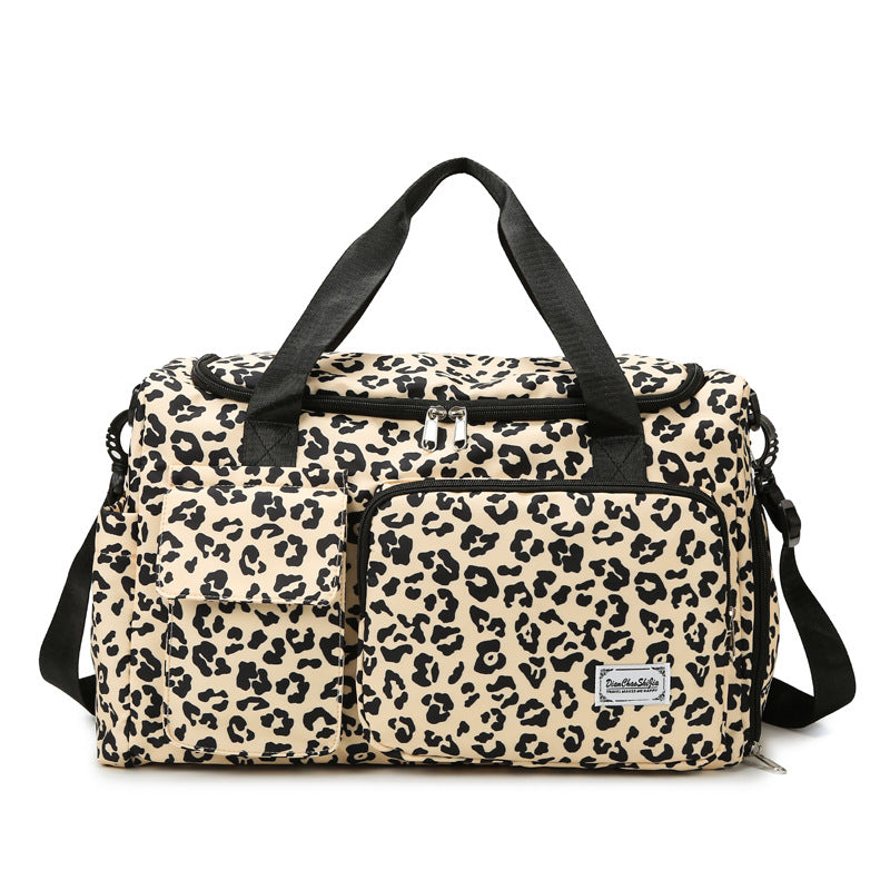 Urban-Style Leopard Print Duffle Bag with Adjustable Strap