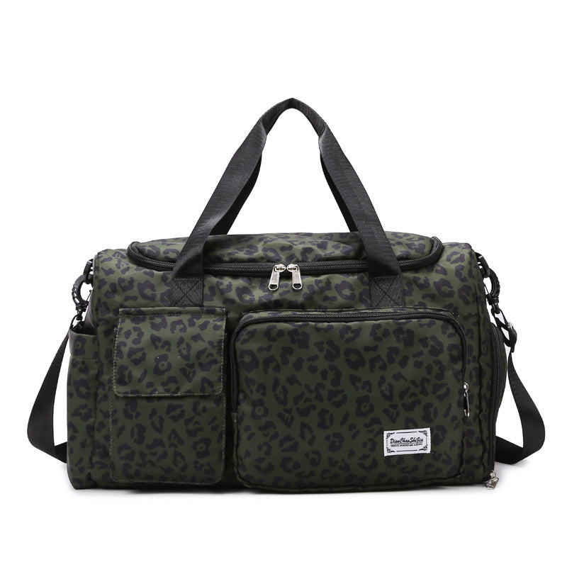 Urban-Style Leopard Print Duffle Bag with Adjustable Strap