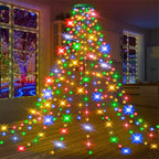 USB Christmas Tree Waterfall Lights with Ring, 1.5M–3M, Remote Control