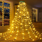 USB Christmas Tree Waterfall Lights with Ring, 1.5M–3M, Remote Control