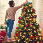 USB Christmas Tree Waterfall Lights with Ring, 1.5M–3M, Remote Control