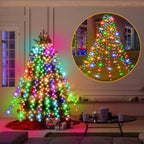 USB Christmas Tree Waterfall Lights with Ring, 1.5M–3M, Remote Control