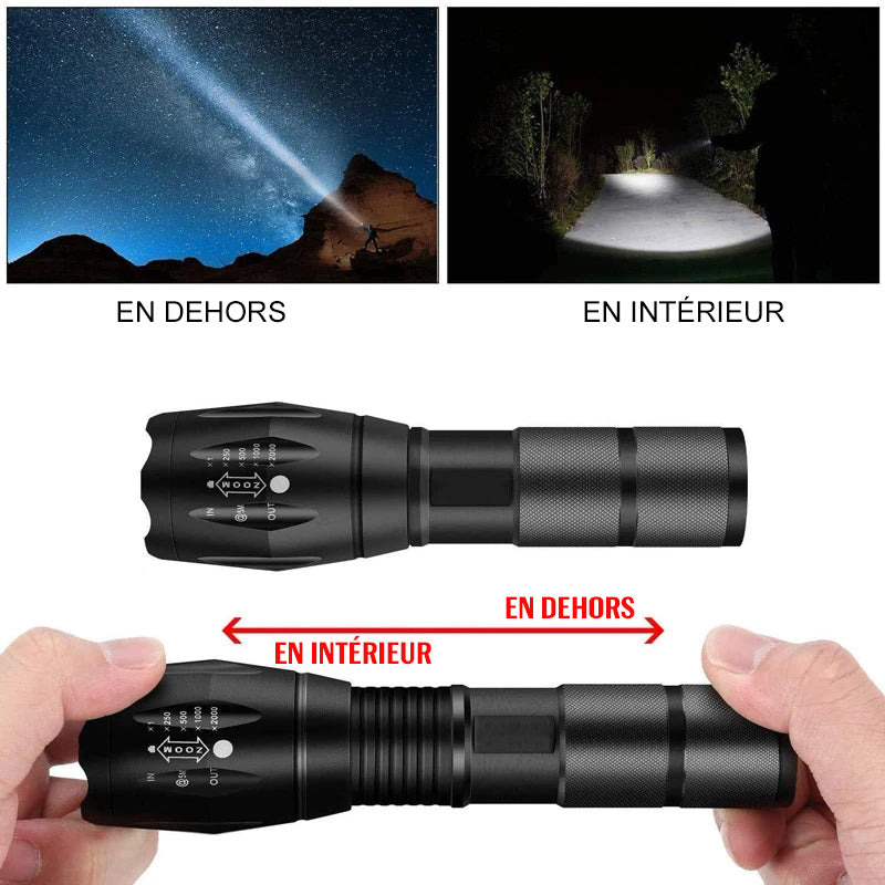 USB-Rechargeable Aluminium LED Zoom Torch, 1200 Lumens