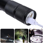 USB-Rechargeable Aluminium LED Zoom Torch, 1200 Lumens