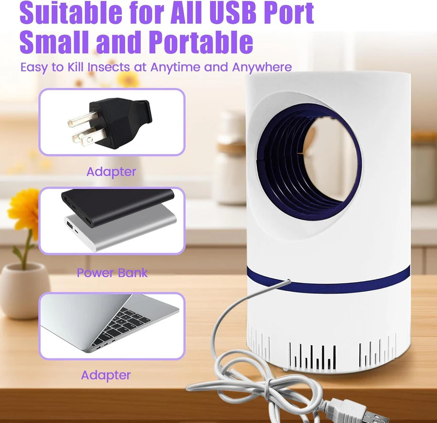 UV LED Insect Trap with Vortex Fan, USB Powered, 368nm