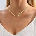 V Taper Herringbone Necklace for Women - Classic Style