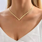V Taper Herringbone Necklace for Women - Classic Style
