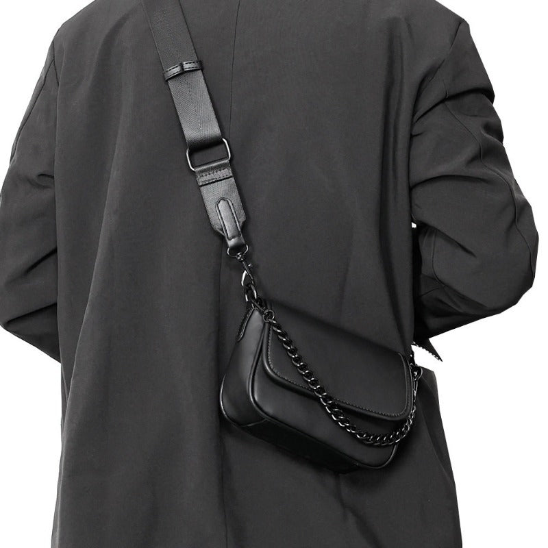 Vegan Leather Crossbody Bag with Adjustable Chain Shoulder Strap, 9*4*5 inch