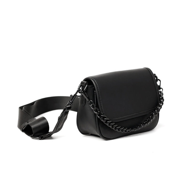 Vegan Leather Crossbody Bag with Adjustable Chain Shoulder Strap, 9*4*5 inch