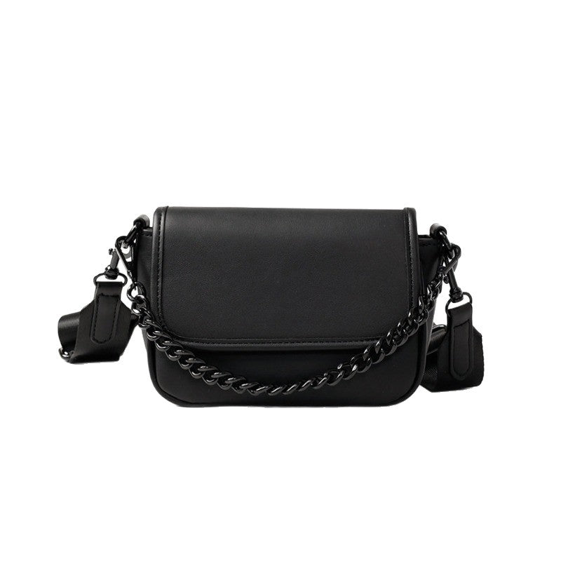 Vegan Leather Crossbody Bag with Adjustable Chain Shoulder Strap, 9*4*5 inch