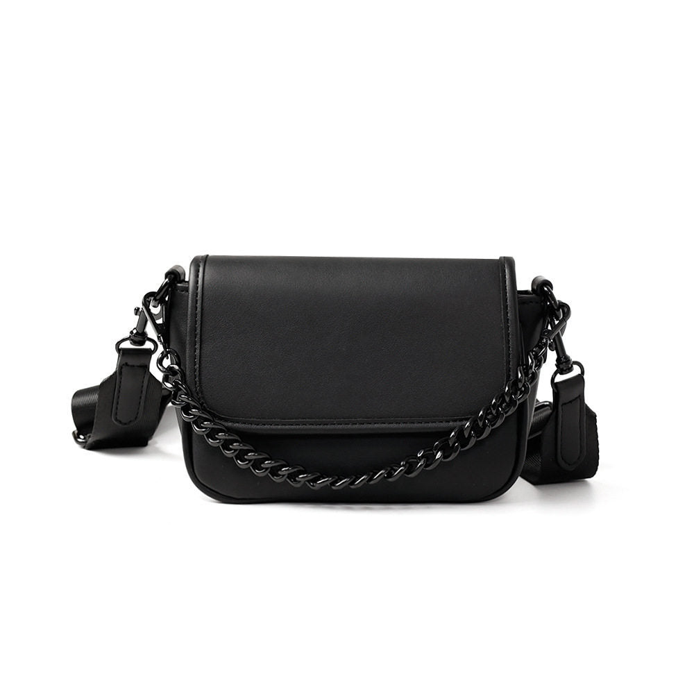 Vegan Leather Crossbody Bag with Adjustable Chain Shoulder Strap, 9*4*5 inch