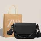 Vegan Leather Crossbody Bag with Adjustable Chain Shoulder Strap, 9*4*5 inch