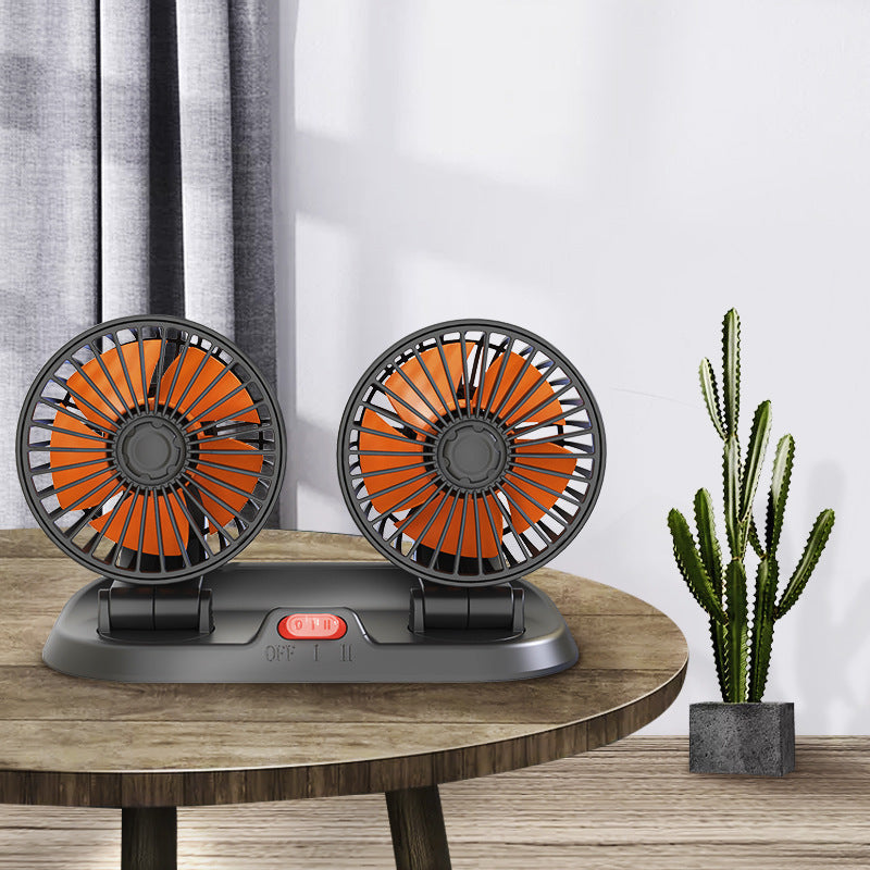 Double Head Folding Fan for Instrument Panel - USB, 12V/24V, Black, view 5