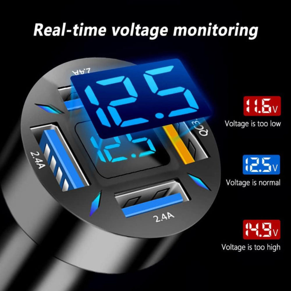 Car Charger Fast USB Multi Port Adapter - 66W, Dual USB, 12V-24V, view 3