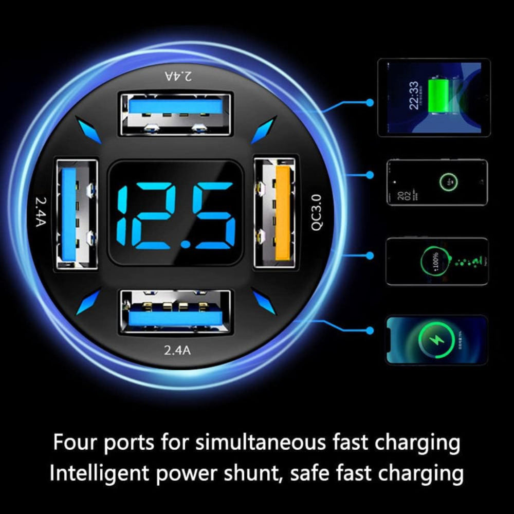 Car Charger Fast USB Multi Port Adapter - 66W, Dual USB, 12V-24V, view 4