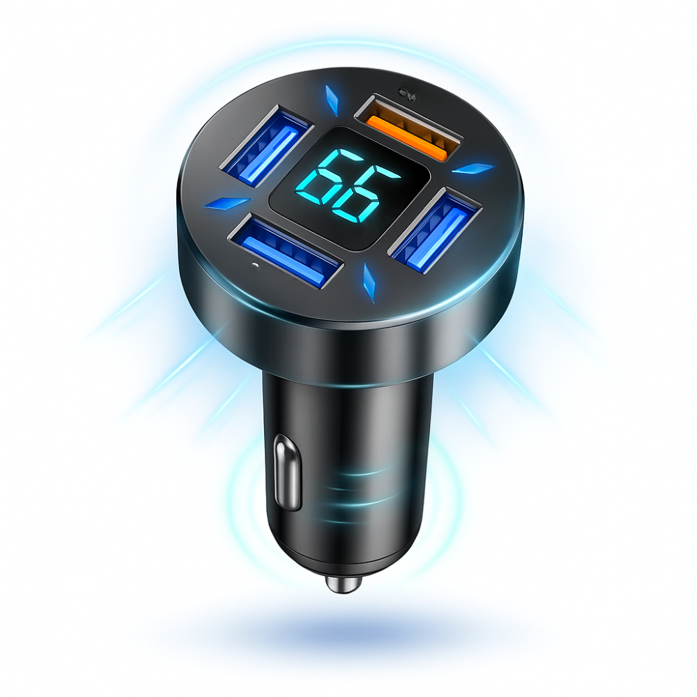 Car Charger Fast USB Multi Port Adapter - 66W, Dual USB, 12V-24V