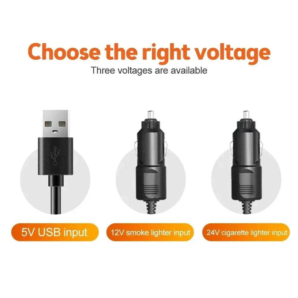 360° Adjustable 3-Head Car Fan USB/12V/24V - Black, Dashboard or Desk Use, view 5
