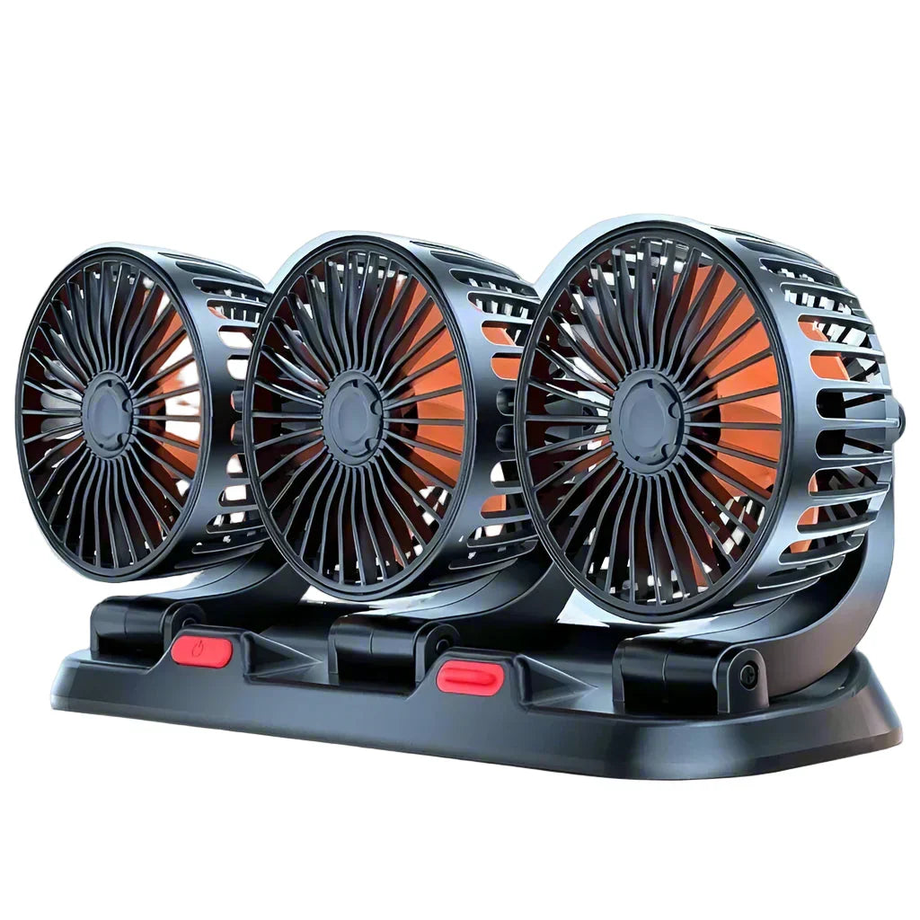360° Adjustable 3-Head Car Fan USB/12V/24V - Black, Dashboard or Desk Use, view 6