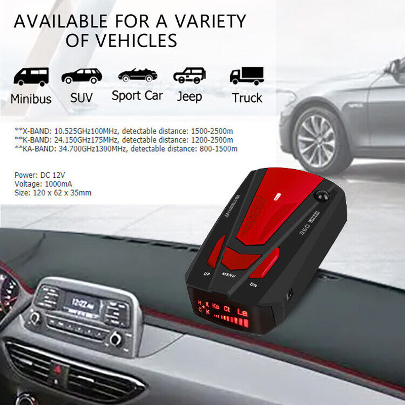Vehicle Radar and Laser Detector with Voice Alerts, 12V DC