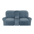 Velvet Plush 2-Seater Recliner Sofa Cover with Cup Holders