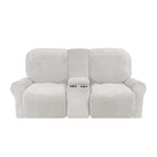 Velvet Plush 2-Seater Recliner Sofa Cover with Cup Holders