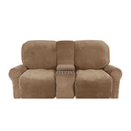 Velvet Plush 2-Seater Recliner Sofa Cover with Cup Holders