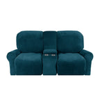 Velvet Plush 2-Seater Recliner Sofa Cover with Cup Holders