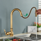 Vintage Antique Brass Kitchen Mixer Tap with 360° Swivel Spout