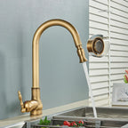 Vintage Antique Brass Kitchen Mixer Tap with 360° Swivel Spout
