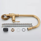 Vintage Antique Brass Kitchen Mixer Tap with 360° Swivel Spout