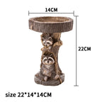 Vintage Garden Bird Bath, Polyresin Raccoon Design